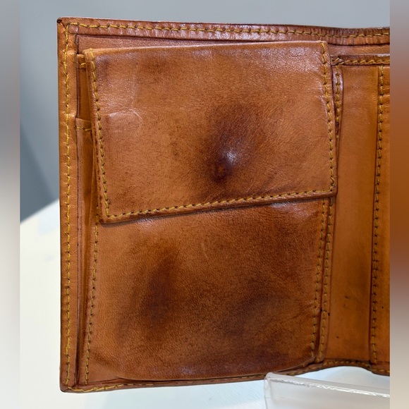 Etro Milano Vintage Trifold Bordeaux Paisley & Tan Leather Wallet w/ Coin Pouch - Picture 13 of 16